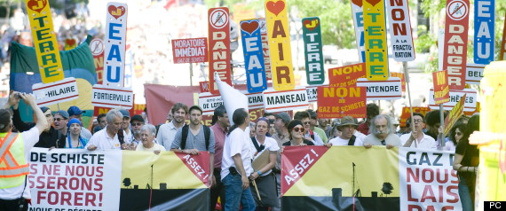 Manifestation contre les gaz de schistes au Québec en 2011 (Source) - acceptabilité sociale