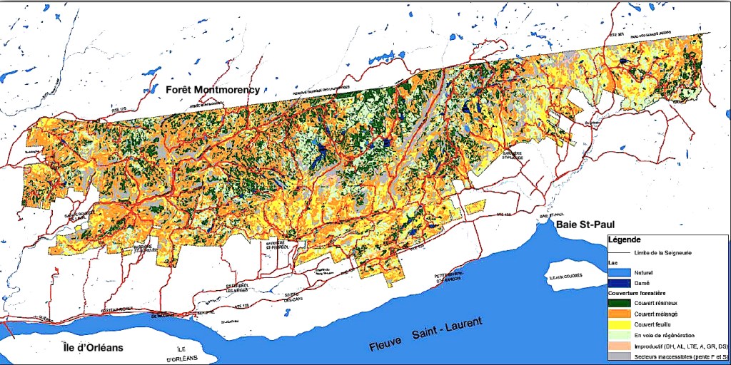Délimitation et couvert forestier des terres du Séminaire (Source: présentation du PGAF)