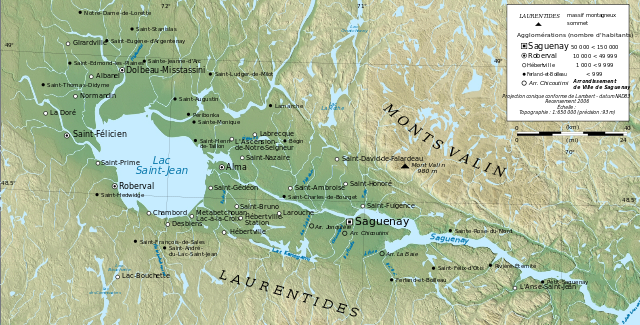 Carte de la région du Saguenay-Lac-St-Jean (Source: Wikimédia Commons)