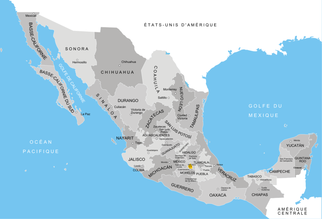 Divisions politiques du Mexique (auteur: Eddo, Wikimédia commons)