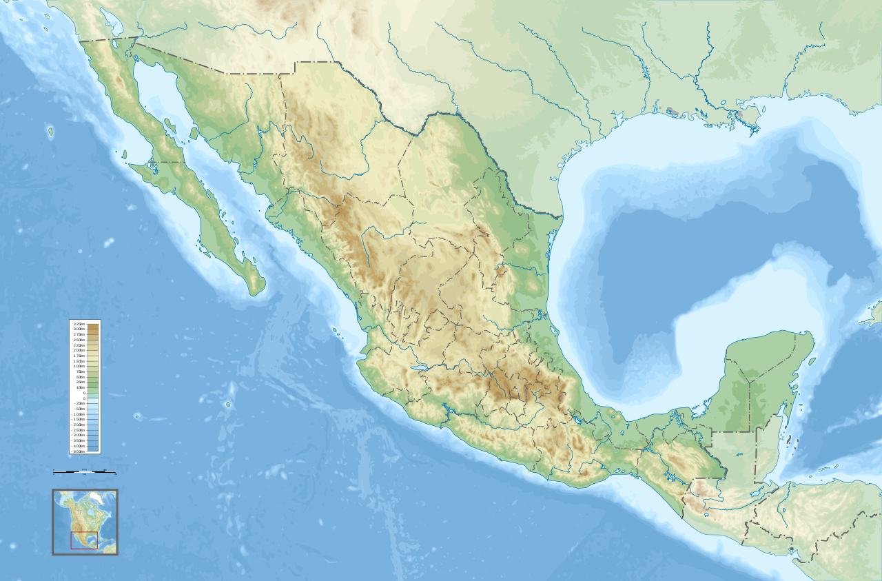 Topographie du Mexique (auteur: Addicted04, Wikimédia commons)