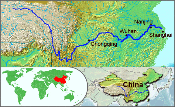 Localisation du fleuve Yangtsé