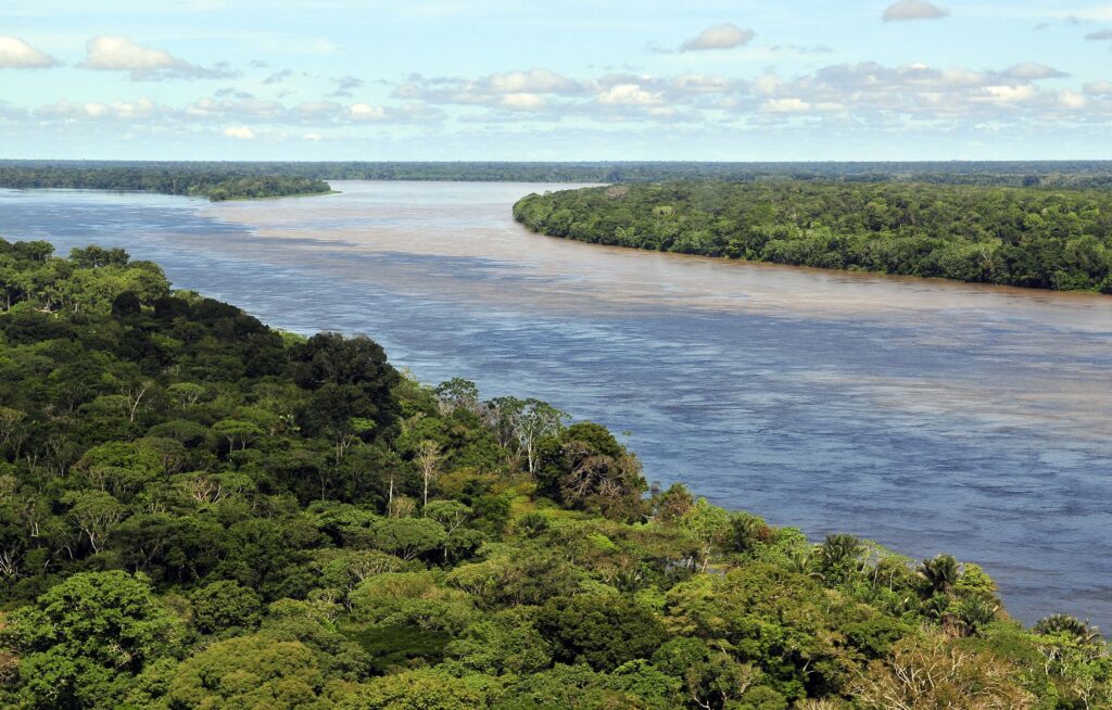 Vue aérienne du fleuve Amazone